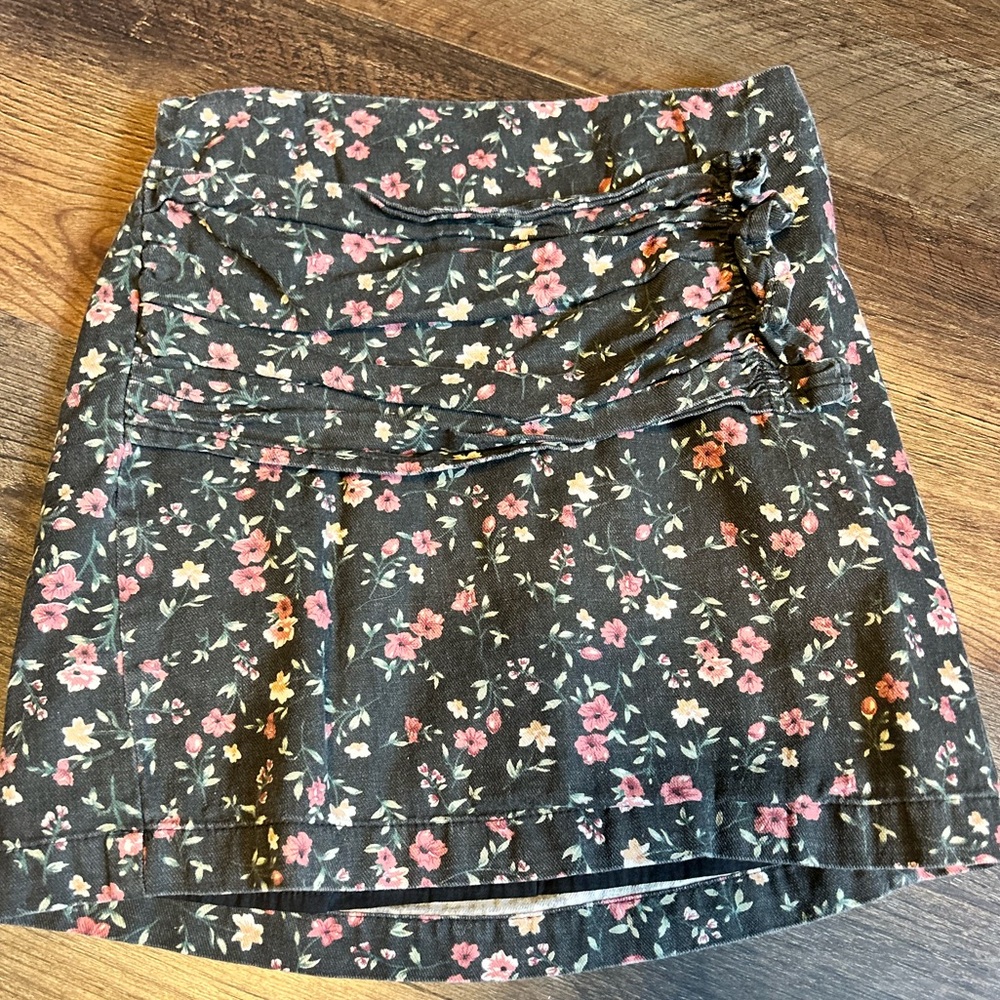 kidpik Black Floral Skirt Girls 7/8